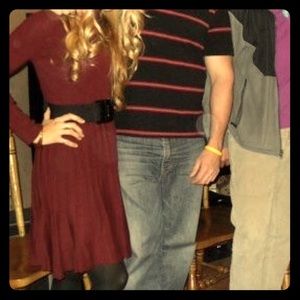❌SOLD❌Burgundy Long Sleeve Pleated Sweater Dress